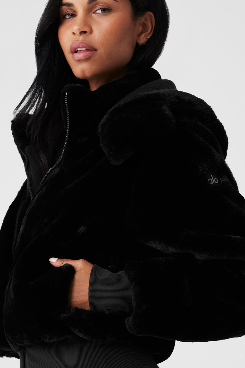 Faux Fur Foxy Jacket - Black - Image 4