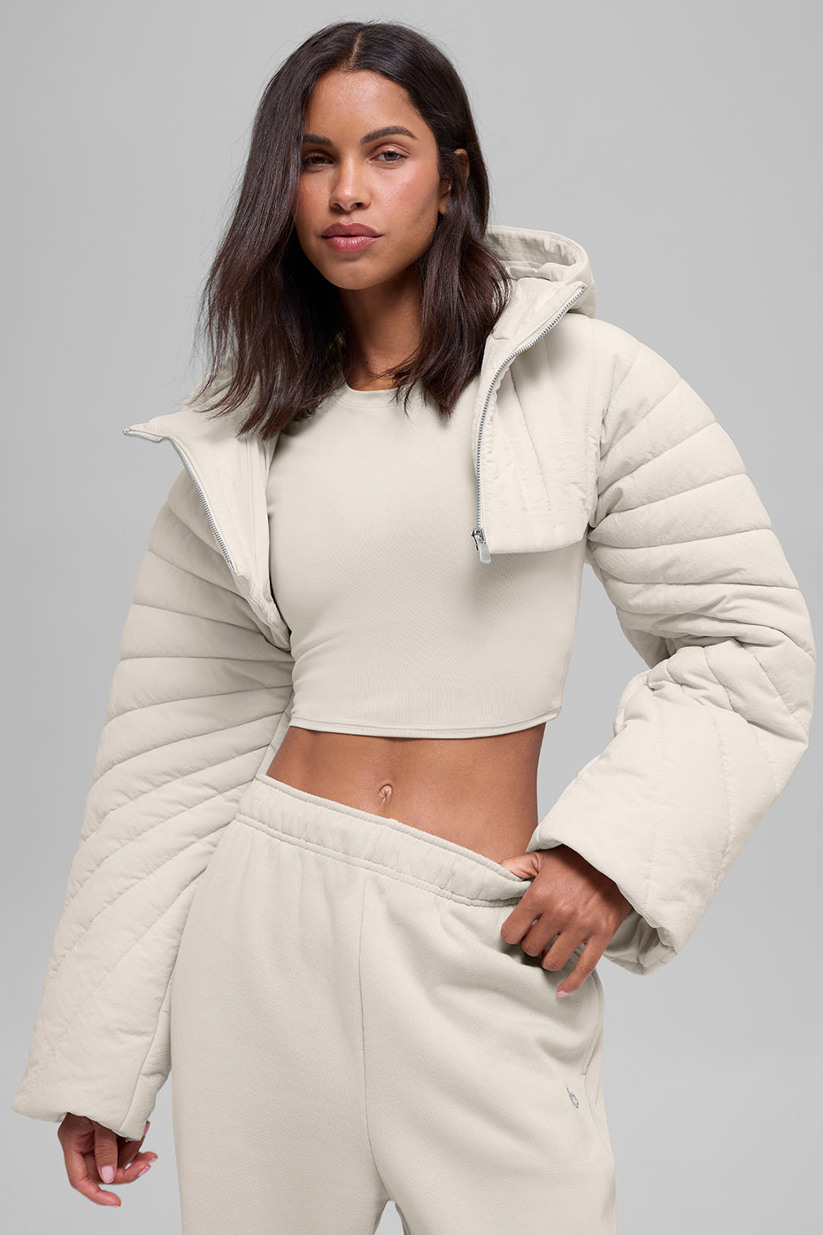 Quilted Starlight Puffer Shrug - Bone - Image 6