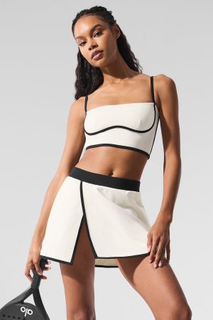 Airbrush Streamlined Bra Tank - Ivory/Black
