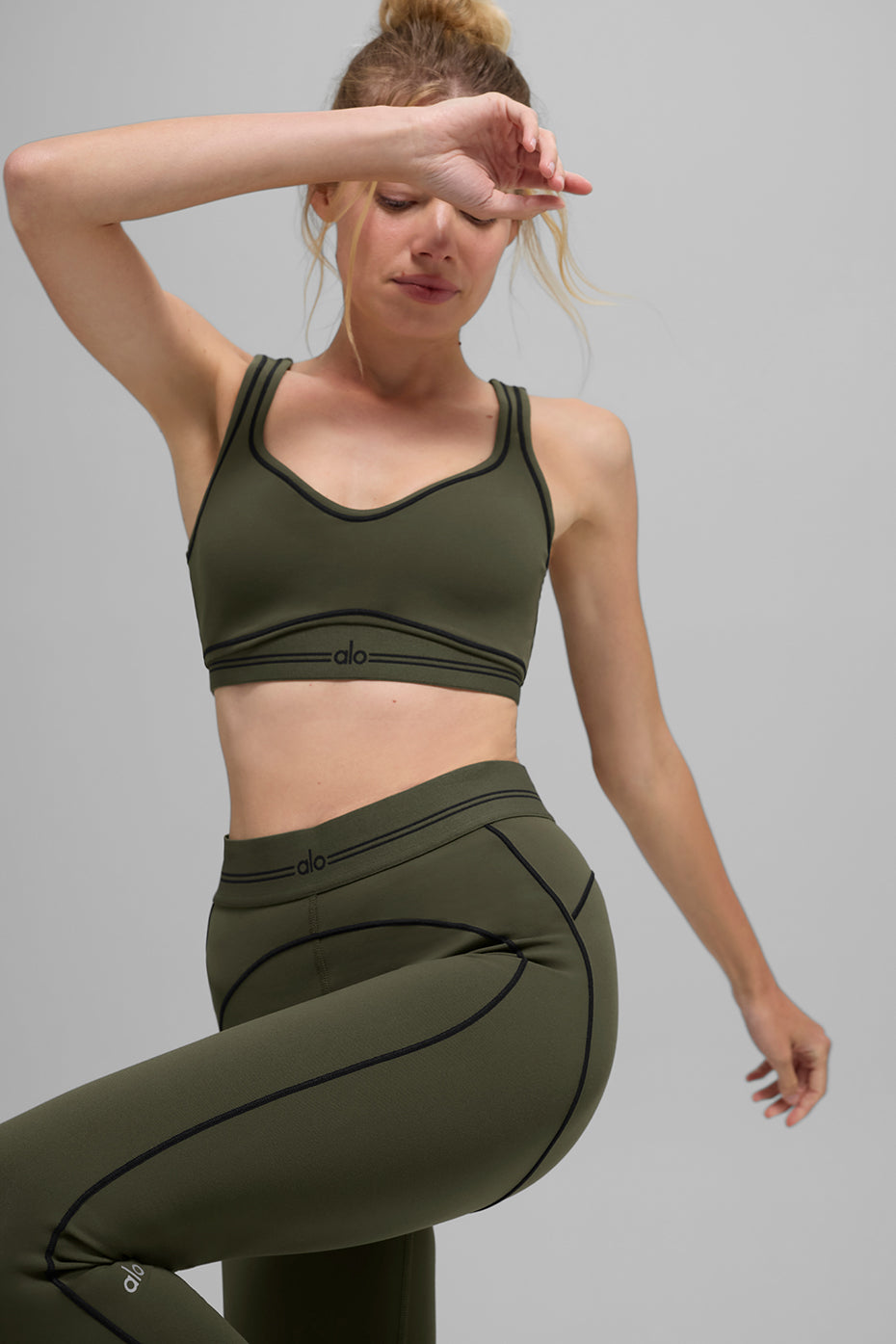 Airbrush Heart Throb Bra - Green Olive/Black - Image 4