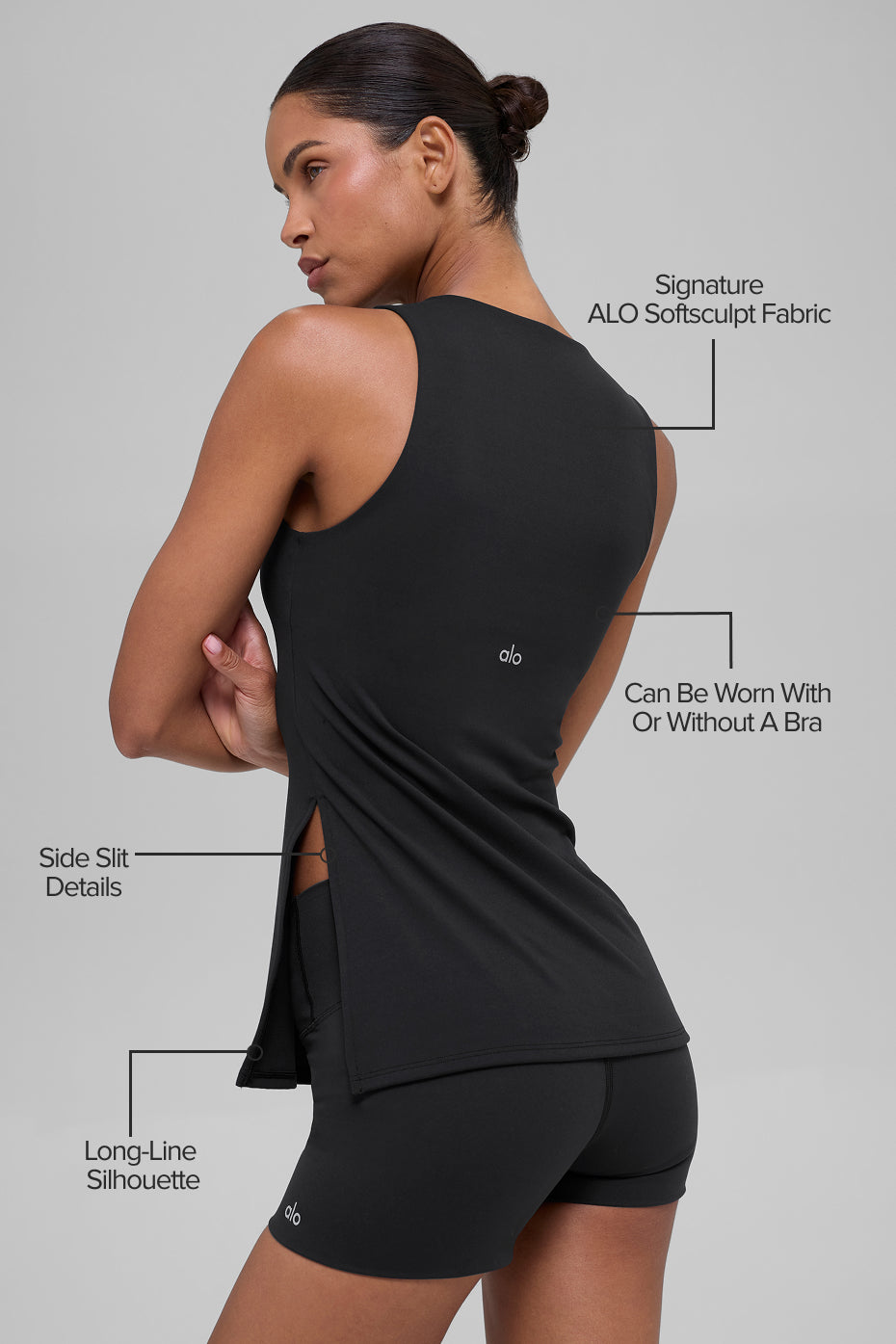 ALO Softsculpt Precision Full Length Bra Tank - Black - Image 2